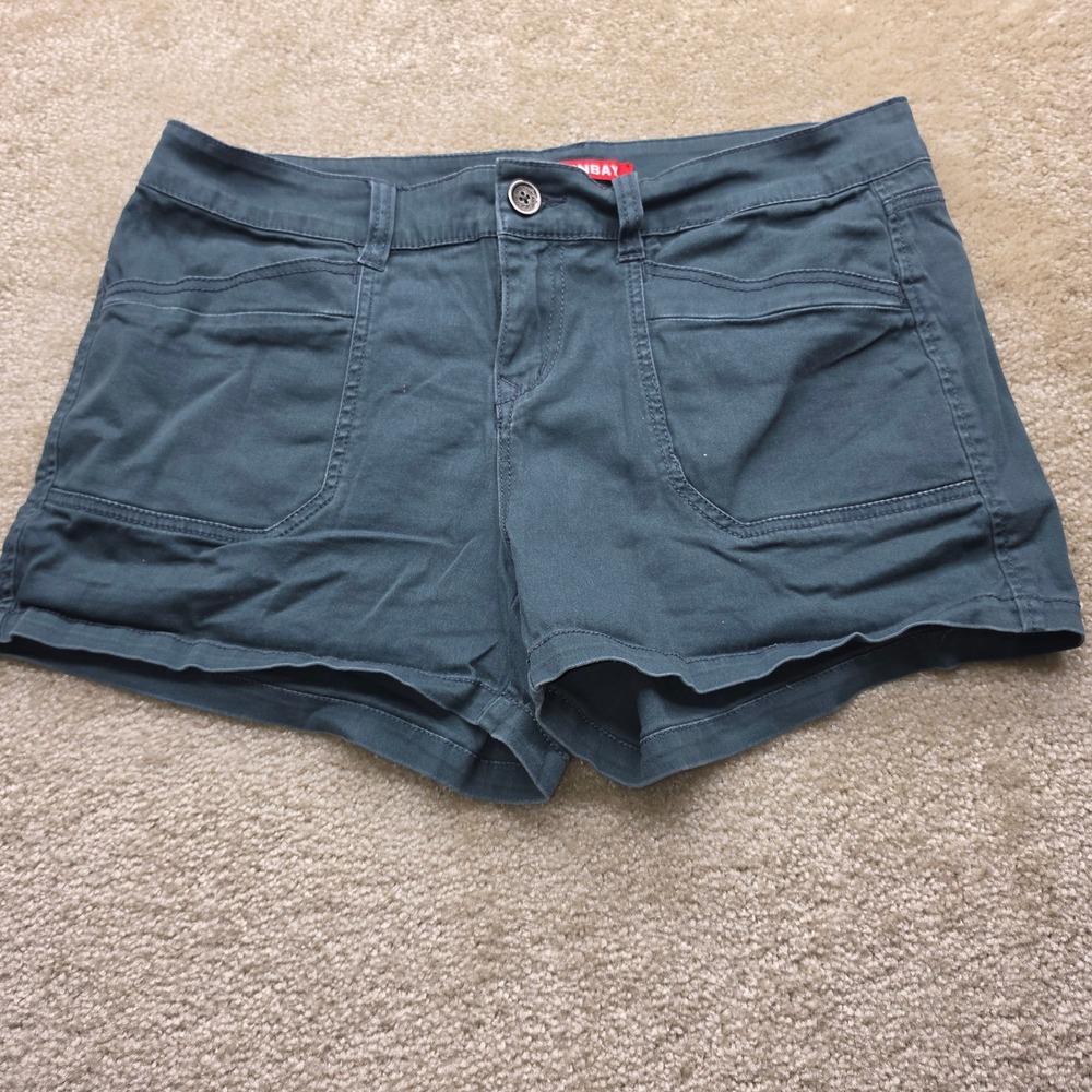Unionbay Womens Teal Blue Cargo Shorts Size 13 31W Mid Rise